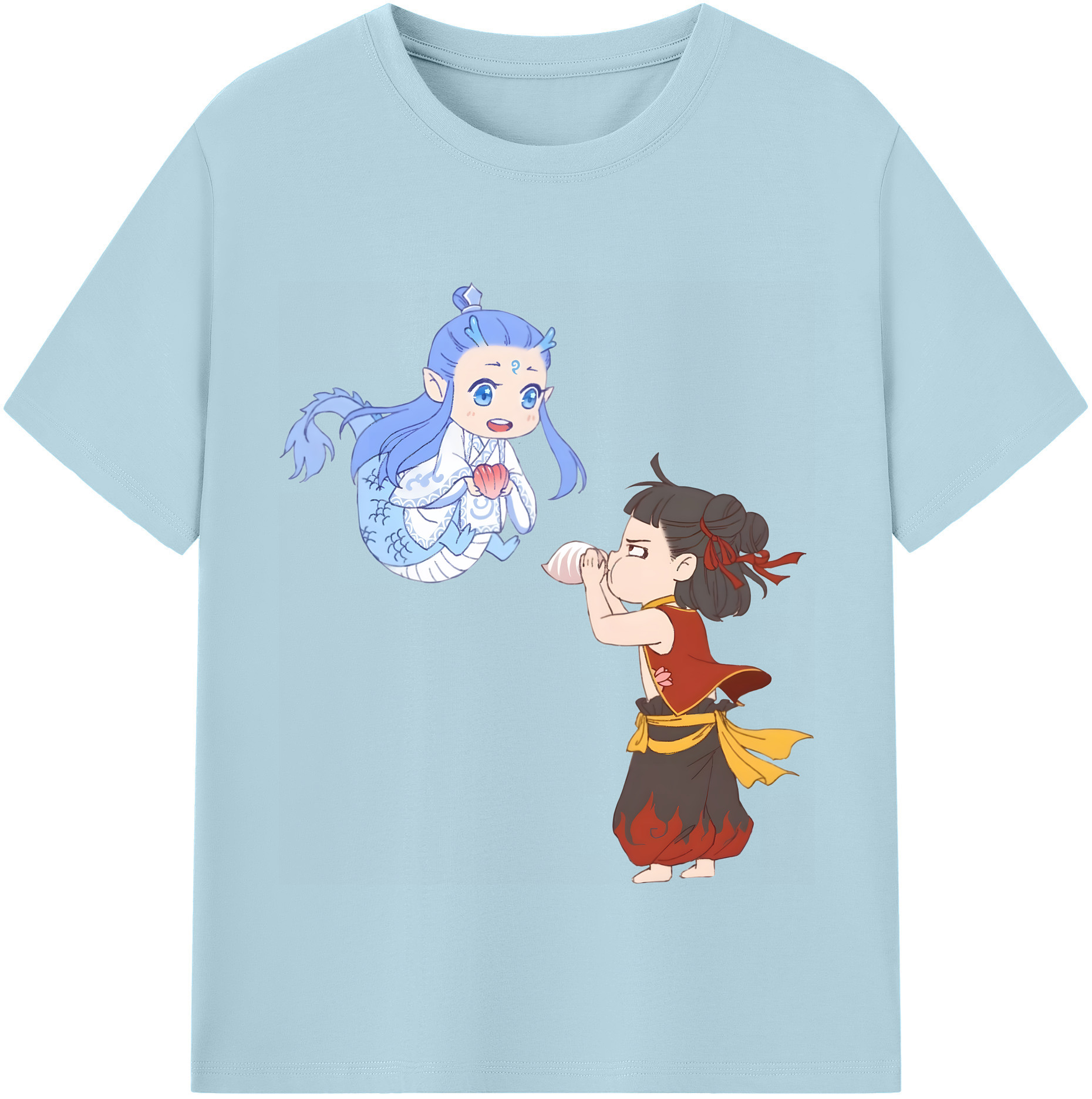 （画像用） Ne Zha 2 ナタ 魔童の大暴れ 綿100％半袖Tシャツ（フロントプリント）